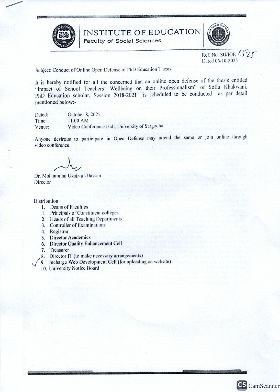 Conduct of Online Open Defense of PhD Education Thesis